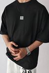 Free Life Oversize Siyah Baskılı T-shirt - Bisiklet Yaka Kısa Kol Rahat Kalıp Tişört
