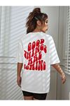 Good Things T-shirt - Beyaz Baskılı Oversize Bisiklet Yaka Kısa Kol Tişört