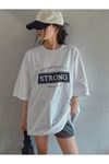 Strong Süprem T-Shirt - Siyah Baskılı Oversize Bisiklet Yaka Kısa Kol Tişört