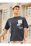 Füme Oversize Journey Baskılı T-shirt - Oversize Baskılı