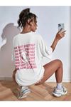 Wish Happy Süprem T-Shirt - Beyaz Baskılı Oversize Bisiklet Yaka Kısa Kol Tişört