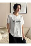 Guardian T-Shirt - Beyaz Baskılı Oversize Bisiklet Yaka Kısa Kol