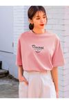 Thousand Süprem T-Shirt - Pembe Baskılı Oversize Bisiklet Yaka Kısa Kol Tişört