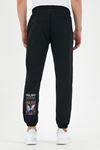 Paça Eşofman Altı Jogger - Siyah Baskılı Lastik Paça Yüksek Bel