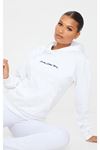 Pretty Eşofman Takımı Sweatshirt Jogger - Beyaz Baskılı Oversize Şardonlu Kapüşonlu Lastik Paça