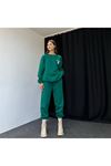 M Melbourne Eşofman Takımı Sweatshirt Jogger - Yeşil Baskılı Oversize Şardonlu Bisiklet Yaka