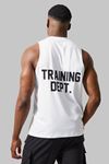 Training Dept. Sporcu Atlet T-Shirt - Beyaz Baskılı Kolsuz Bisiklet Yaka