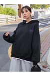 Back Sweatshirt - Siyah Baskılı Oversize Kapüşonlu