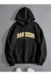 San Diego Sweatshirt - Siyah Baskılı Oversize Kapüşonlu