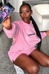 Thatsofetch Series 7 Sweatshirt - Pembe Baskılı Oversize Kapüşonlu