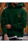 Alien Logo Sweatshirt - Yeşil Baskılı Oversize Kapüşonlu