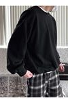 Erkek Siyah Basic Oversize Sweatshirt