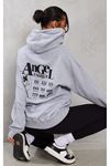 Angel Energy Sweatshirt - Gri Baskılı Oversize Kapüşonlu