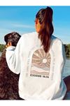 Exodus 14:14 Kışlık Kalın Sweatshirt - Beyaz Baskılı Oversize Kalın Kışlık Bisiklet Yaka