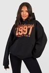Pittsburgh 1977 Sweatshirt - Siyah Baskılı Oversize Kalın Kışlık Kapüşonlu