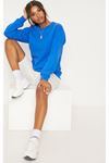 Düz Basic Sweatshirt - Sax Mavi Uzun Kol Oversize Bisiklet Yaka