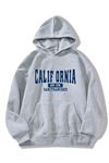 Calif Ornia 1776 Sweatshirt - Gri Baskılı Oversize Kapüşonlu