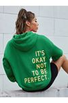 Kadın Yeşil Perfect Oversize Kapüşonlu Sweatshirt