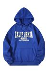 Calif Ornia 1776 Sweatshirt - Sax Mavi Baskılı Oversize Kapüşonlu