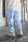 Smile Face Bebe Mavisi Jogger Eşofman Altı - Paça Baskı Detaylı Lastik Paça Baskılı Rahat Tarz