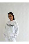 Ellore Australia Eşofman Takımı Sweatshirt Jogger - Beyaz Baskılı Oversize Şardonlu Kapüşonlu