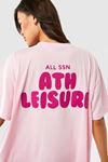 Ath Leisure T-shirt - Pembe Baskılı Oversize Bisiklet Yaka Kısa Kol Tişört