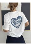 Optimistic Attitude T-shirt - Beyaz Baskılı Oversize Bisiklet Yaka Kısa Kol Tişört