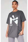 Füme Oversize Abstact T-shirt - Oversize Baskılı
