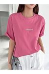 Pembe Oversize Classical T-shirt - Oversize Baskılı