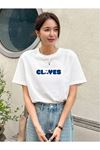 Smile Clayes Süprem T-Shirt - Beyaz Baskılı Oversize Bisiklet Yaka Kısa Kol Tişört