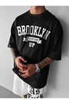 Brooklyn Every Day Up Süprem T-Shirt - Siyah Baskılı Oversize Bisiklet Yaka Kısa Kol Tişört