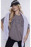 Hidden Hills Süprem T-Shirt - Füme Baskılı Oversize Bisiklet Yaka Kısa Kol Tişört