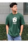 Unisex Yeşil Oversize Ezn Baskılı T-shirt - Oversize Baskılı
