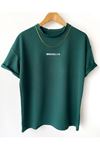 Brooklyn Minimal Yazı T-Shirt - Yeşil Baskılı Oversize Bisiklet Yaka Kısa Kol