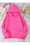 Kadın Pembe RJC.CO Baskılı Kapüşonlu Oversize Sweatshirt
