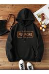 Siyah Kapüşonlu Oversize Sweatshirt Siyah pumpkins
