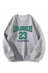 GRİ BİSİKLET YAKA Oversize Sweatshirt LOS23