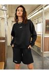 SİYAH BİSİKLET YAKA Kombin Alt Üst Eşofman Takımı GOODBYE