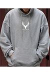 Kapüşonlu Oversize Sweatshirt GRİ MEET TO YOU