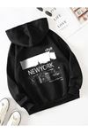 Unisex Oversize Newyork Baskılı Hoodie Kapüşonlu Sweatshirt