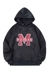 Unisex Siyah Baskılı Oversize M Michigan Kapüşonlu Sweatshirt